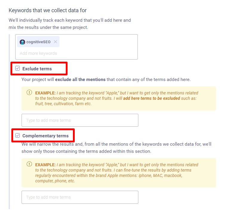 exclude_complementary terms BrandMentions