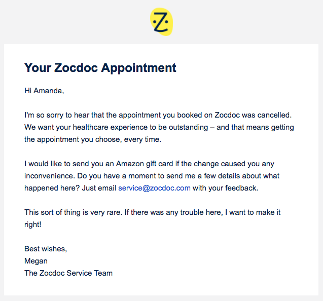 ZocdocApology