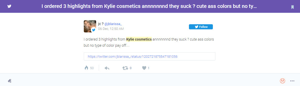 Negative Sentiment BrandMentions for Kylie