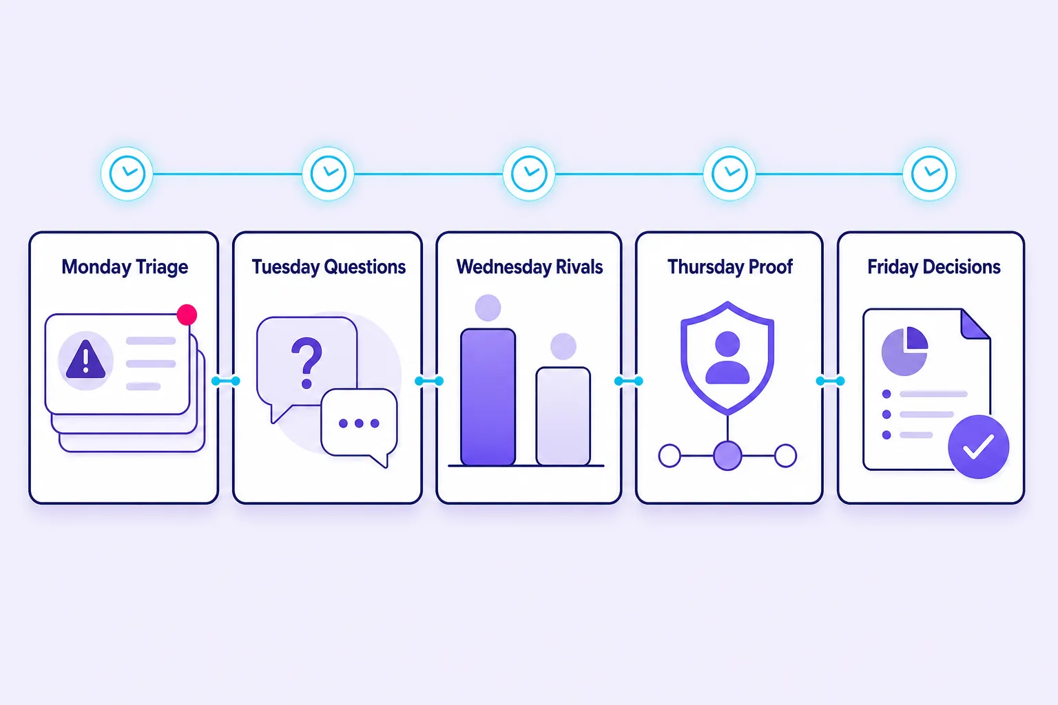 Five-day brand monitoring checklist mapped from triage to reporting