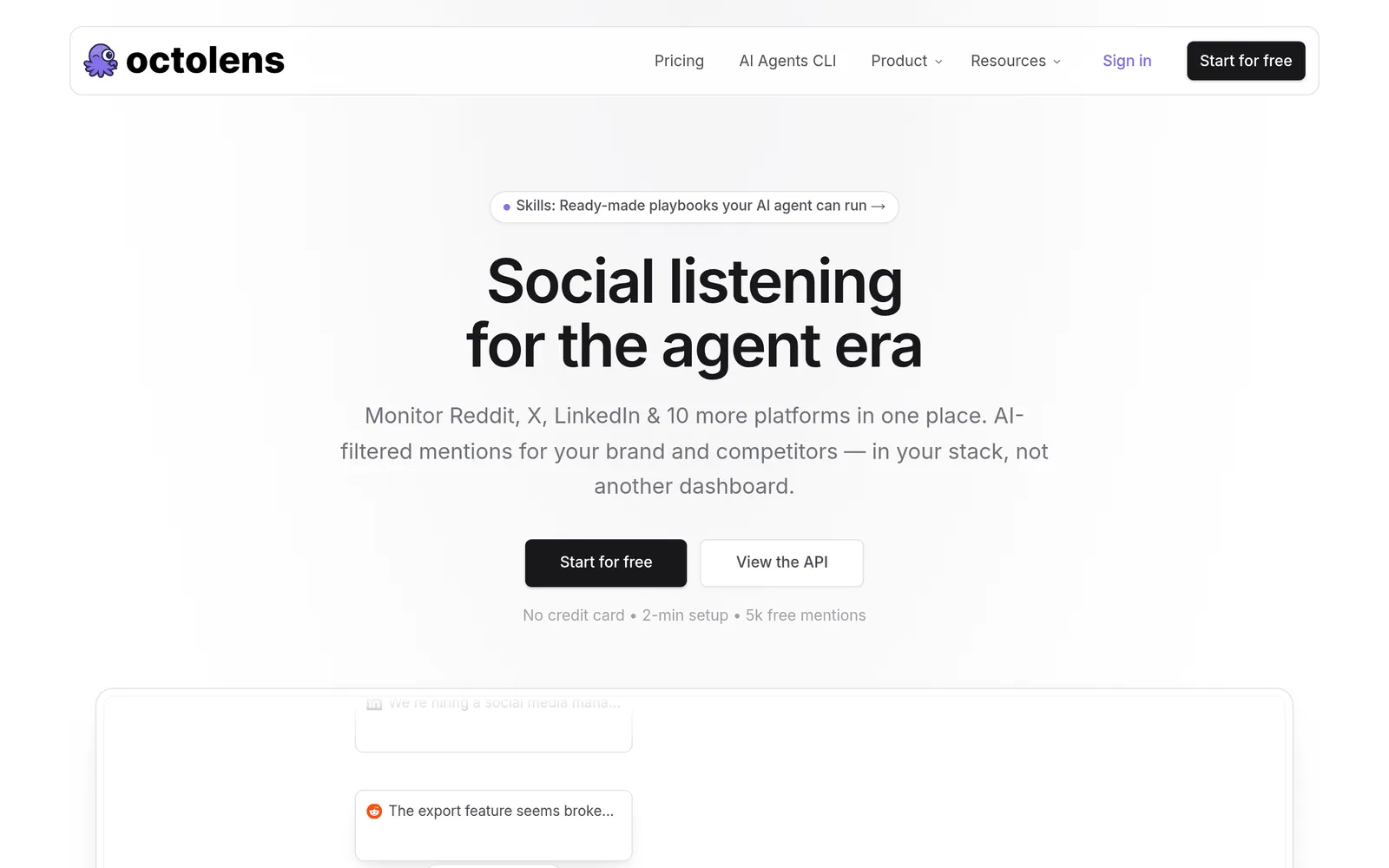 Screenshot of the Octolens website homepage